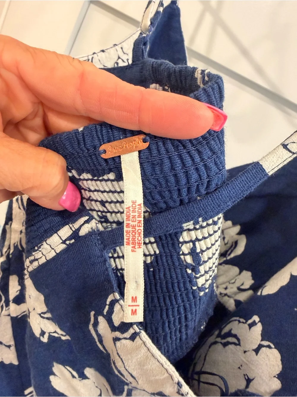 Free People Navy & White Floral Spaghetti Strap Cami